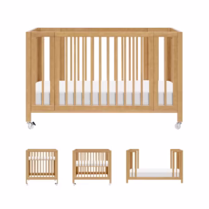 Rolli 9-in-1 Convertible All-Stages Crib with Bassinet & Toddler Bed Conversion Kits - Honey