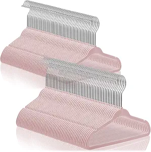 100 Velvet Baby Hangers - 11" Size for Infant & Toddler Clothes - Light Pink