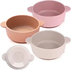 3 Pack Baby Bowls with Suction, Silicone Suction Bowls for Babies
