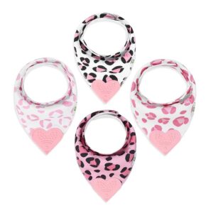 Baby Bandana Girl Teething Bibs with Attached Silicone Teether