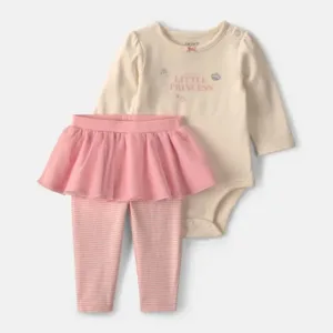 Baby Girl 2-Piece 'Daddy's Little Princess' Long-Sleeve Bodysuit & Tulle Pant Set - Pink/Cream | Carter's - NB