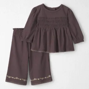 Baby Girl 2-Piece Organic Cotton Smocked Top & Pant Set - Little Planet | Carter's - 9M