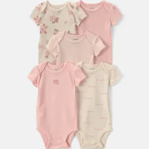 Baby Girl 5-Pack Floral Multipack Bodysuits - Pink/Ivory | Carter's - 9M