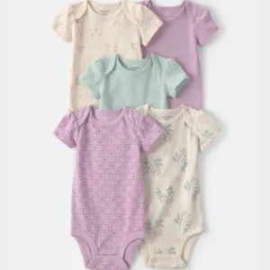 Baby Girl 5-Pack Floral Multipack Bodysuits - Purple/Green | Carter's - 3M