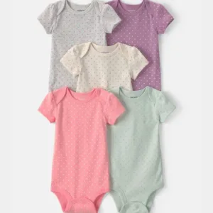 Baby Girl 5-Pack Multipack Bodysuits - Pink/Green/Purple | Carter's - 3M