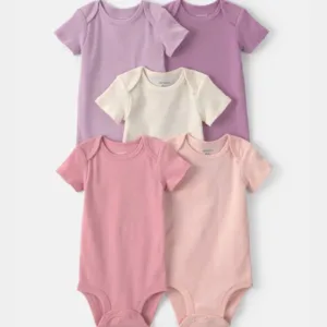 Baby Girl 5-Pack Multipack Bodysuits - Pink/Purple | Carter's - 9M