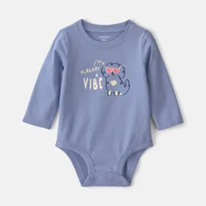Baby Girl 'Already A Vibe' Dog Long-Sleeve Graphic Bodysuit - Blue | Carter's 3M