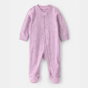 Baby Girl Bunny 100% Cotton 2-Way Zip Sleep & Play Pajamas - Purple | Carter's - NB