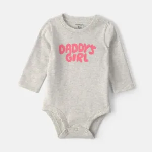 Baby Girl 'Daddys Girl' Long-Sleeve Graphic Bodysuit - Heather Grey | Carter's - 6M