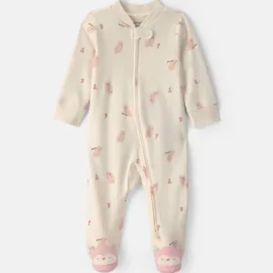 Baby Girl Owl 100% Cotton 2-Way Zip Sleep & Play Pajamas - Cream | Carter's 9M