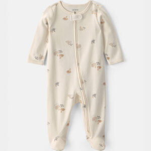 Baby Girl Swan 100% Cotton 2-Way Zip Sleep & Play Pajamas - Ivory | Carter's - 9M