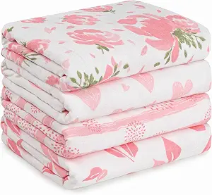 Baby Muslin Swaddle Blankets 4Pk Receiving Blanket Large 40" x 35"