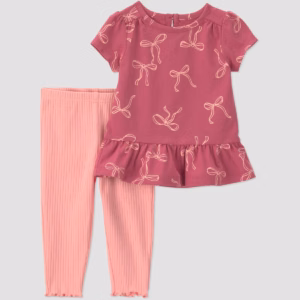 Carter's Just One You® Baby Girls' 2pc Bow T-Shirt and leggings Set - Pink 3M