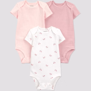 Carter's Just One You® Baby Girls' 3pk Floral Short Sleeve Bodysuit - Ivory/Pink 3M