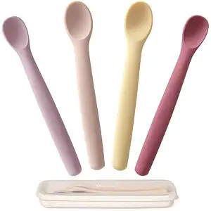 Moonkie Silicone Baby Spoons Set of 4, Toddler Spoons